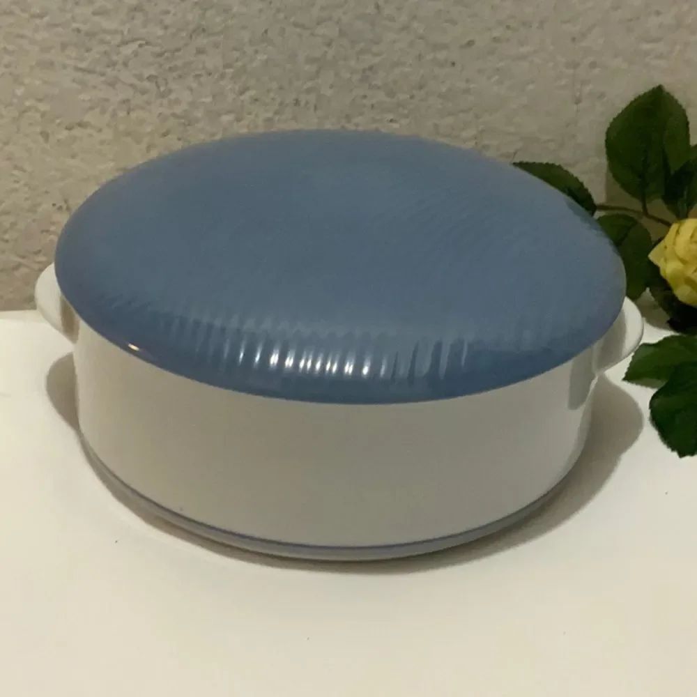 Dansk ~ Damask blue Covered 2 QT Casserole ~ Jack Lenor Larsen Made Japan G10
